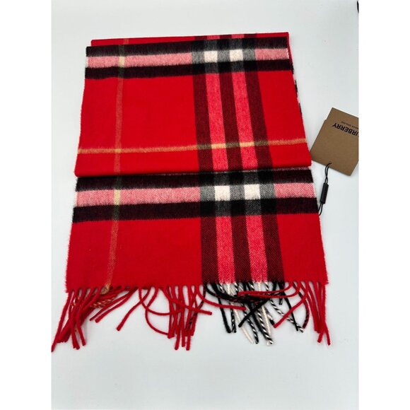 Burberry Giant Check Cashmere Scarf Bright Military Red 168*30cm - Picture 4 of 10